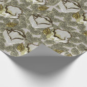 曇りエレガント銀クリームフローラ ラッピングペーパー (角)