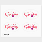 曇りカップケーキの看板 楕円形シール (シート)