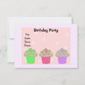 曇りカップケーキ誕生日パーティーの招待 招待状 (正面)