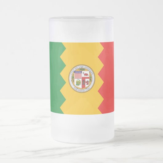 曇りガラスのマグカップとロサンゼルスの旗 フロストグラスビールジョッキ (中央)