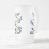 曇りガラスのマグカップ16 oz – 開花枝 フロストグラスビールジョッキ (正面右)
