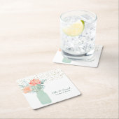 曇りガラスのメイスン結婚ジャー スクエアペーパーコースター (インサイチュ)