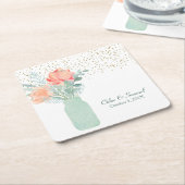 曇りガラスのメイスン結婚ジャー スクエアペーパーコースター (アングル)