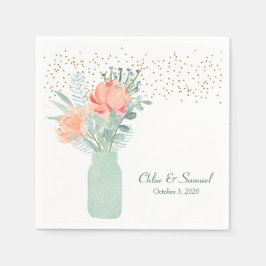 曇りガラスのメイスン結婚ジャー スタンダードカクテルナプキン