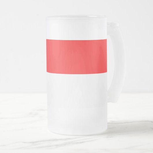 曇りガラス製マグカップとインドネシア国旗 フロストグラスビールジョッキ (正面右)