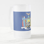 曇りガラス製マグカップとニューヨーク州旗 フロストグラスビールジョッキ (正面左)