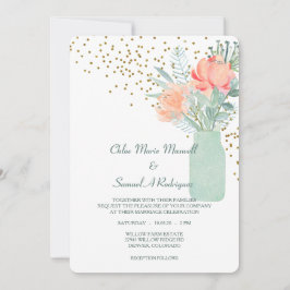 曇りガラス製メイスンジャー結婚フローラ 招待状