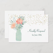 曇りガラス製メイソンジャールウェディングRSVP 出欠カード (正面/裏面)