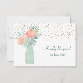 曇りガラス製メイソンジャールウェディングRSVP 出欠カード