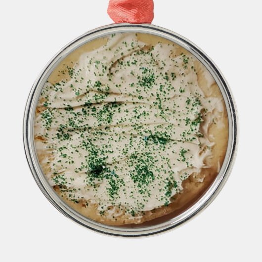 曇りクリスマスシュガークッキーキャンディスプリンクル メタルオーナメント (正面)