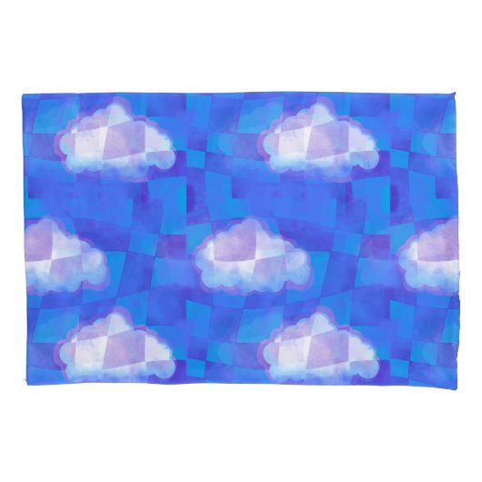 曇りスカイシュールレアルチェックプリント 枕カバー (正面左)