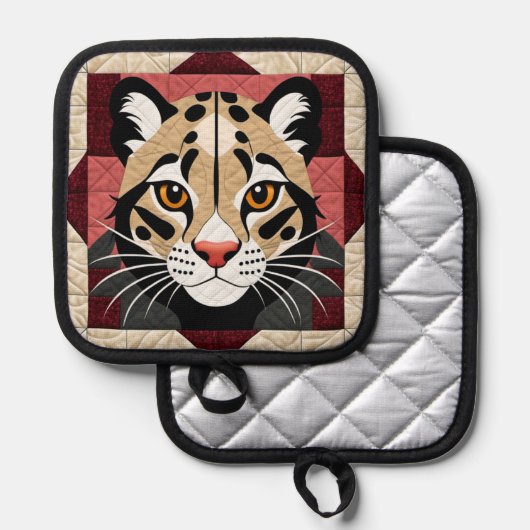 曇りヒョウのキルト 鍋敷き (正面/裏面)