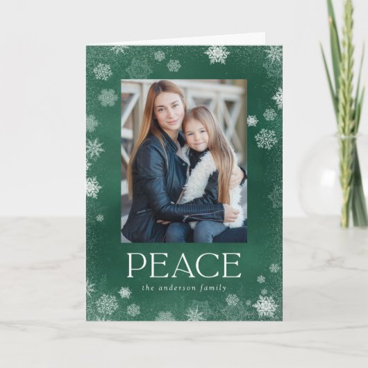 曇りピースグリーン水の色のホリデーフォトカード シーズンカード (正面)