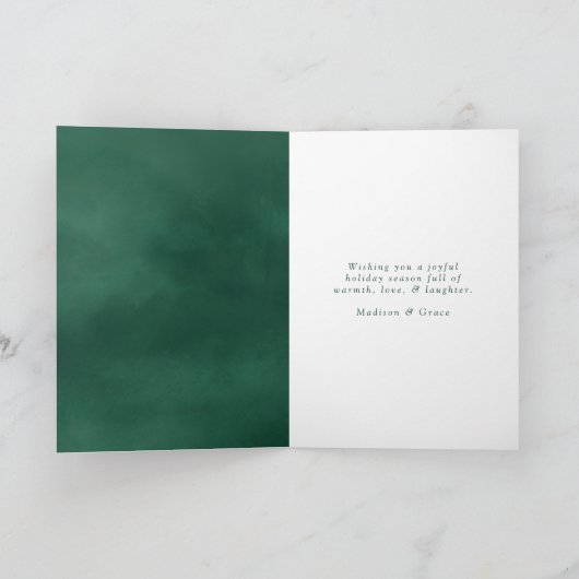 曇りピースグリーン水の色のホリデーフォトカード シーズンカード (内部)