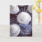 曇りファンシー誕生日カップケーキ カード (黄色い花)