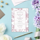 曇りフローラほこりっぽい結婚ピンク アクリル招待状 (インサイチュ (ウェディング))