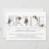 曇りフローラシルバーウィンターブライダルシャワー 招待状 (正面)