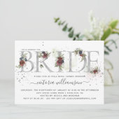 曇りフローラシルバーウィンターブライダルシャワー 招待状 (スタンド正面)