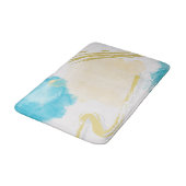 曇りブルーとベージュのアクセント付きホワイトバスマット バスマット (アングル)