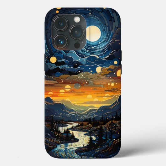 曇りマウンテンポインティリズムスタイル Case-Mate iPhoneケース (裏面)