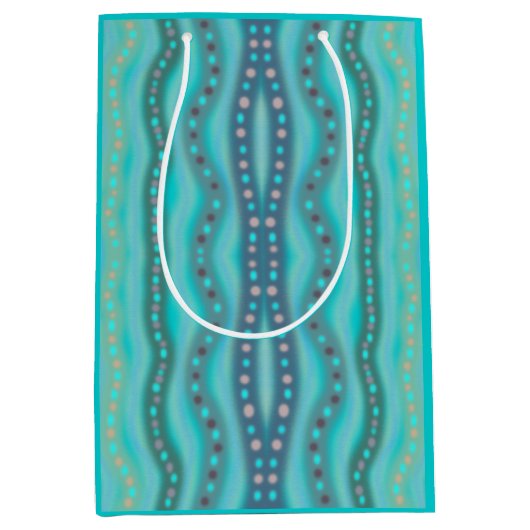 曇り二色ビーチガラス抽象芸術パターン ミディアムペーパーバッグ (正面)