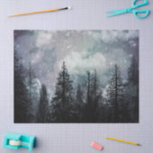 曇り冬の松の森のデコページ 薄葉紙 (クラフト)