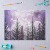 曇り冬の紫の松の森のデコページ 薄葉紙 (クラフト)