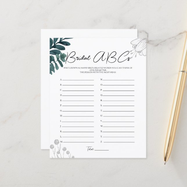 曇り冬 – シルバー – ブライダルABCsゲーム (正面/裏面インサイチュ)