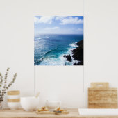 曇り夏の海の岬と崖 ポスター (キッチン)