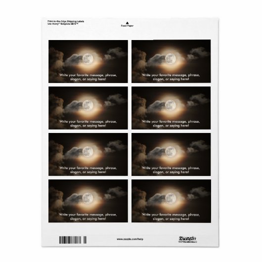 曇り夜の満月 ラベル (フルシート)