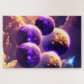 曇り宇宙の宇宙紫色の多くの月 ジグソーパズル (横)