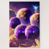 曇り宇宙の宇宙紫色の多くの月 ジグソーパズル (縦)