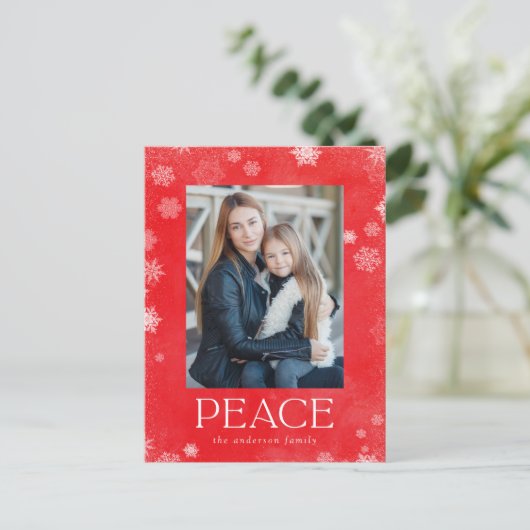 曇り平和の赤い水の色の写真 シーズンポストカード (スタンド正面)