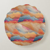 曇り抽象デザイン付き円枕 ラウンドクッション (裏面)