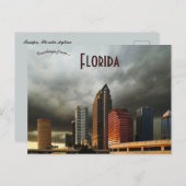 曇り日のタンパ・フロリダのスカイライン ポストカード (正面/裏面)