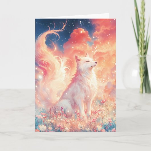 曇り星空の下のオオカミ カード (正面)
