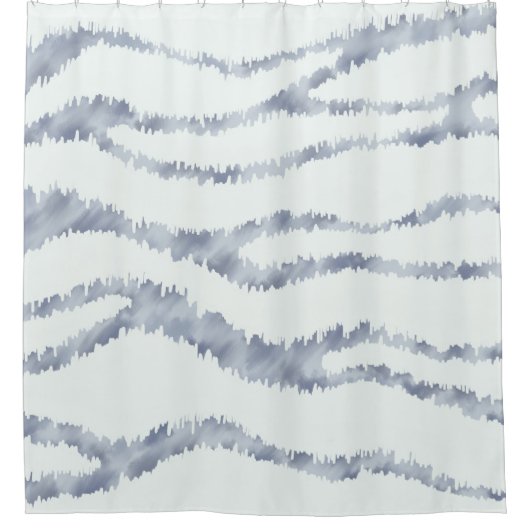 曇り灰色ゼブラ消しゴムスクラッチアート シャワーカーテン (正面)