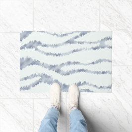 曇り灰色ゼブラ消しゴムスクラッチアート ドアマット