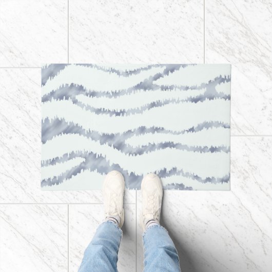 曇り灰色ゼブラ消しゴムスクラッチアート ドアマット (室内)