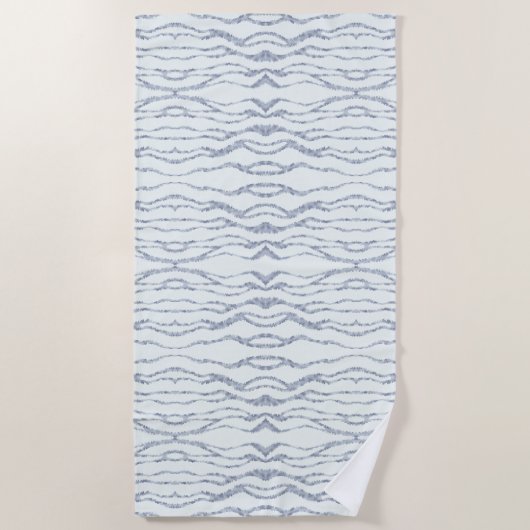 曇り灰色ゼブラ消しゴムスクラッチアート ビーチタオル (正面)