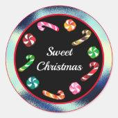 曇り甘いクリスマスキャンディーケーンとミント ラウンドシール (正面)