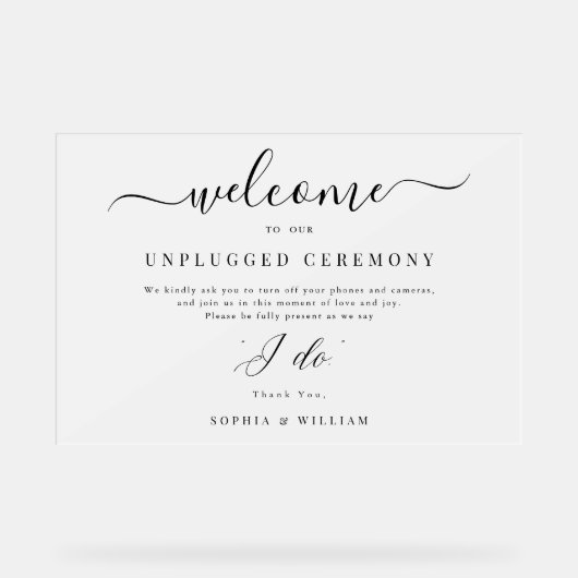 曇り私は歓迎する差し込まれていない式結婚の アクリルサイン (正面)