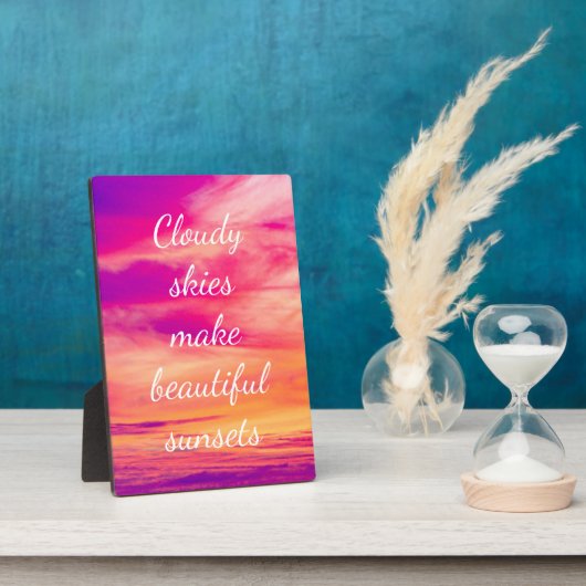 曇り空が美しい夕日を演出 フォトプラーク (側面)