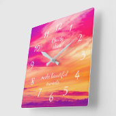 曇り空が美しい日没を作る スクエア壁時計 (傾斜)