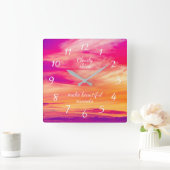 曇り空が美しい日没を作る スクエア壁時計 (ホーム)