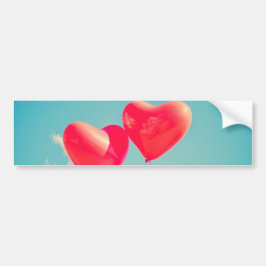 曇り空に赤いハートバルーン バンパーステッカー