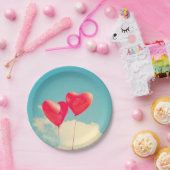 曇り空に赤いハートバルーン ペーパープレート (パーティー)