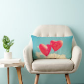 曇り空に赤いハートバルーン ランバークッション (椅子)
