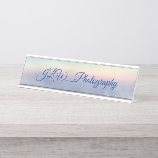 曇り空のデスク名に自然の美しい虹 デスクネームプレート (正面)