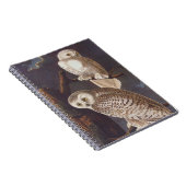 曇り空の夜のオードボンスノーウィーホワイトフクロウ ノートブック (右側)